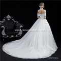 Vintage off shoulder Lace up back Princess simple Wedding Dress With Big Train